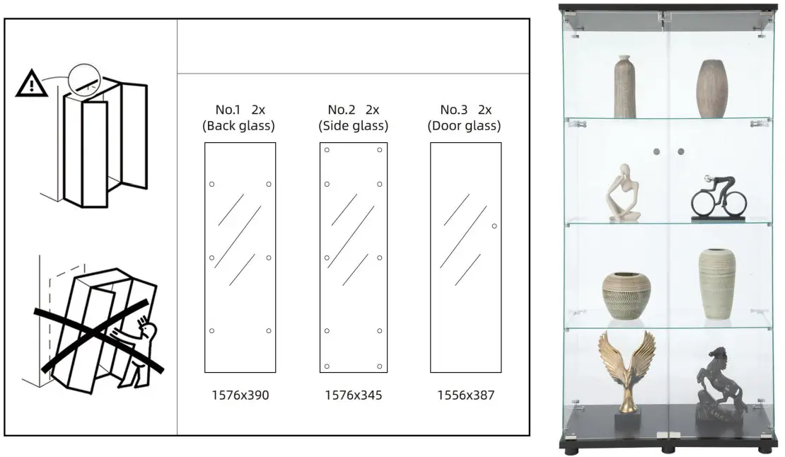 Seafuloy Nestfair W662S00002-1 Two Door Glass Display Cabinet with 4 Shelves - fig 8