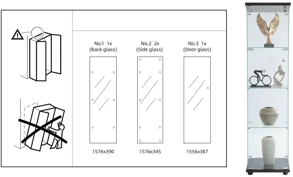 Seafuloy Nestfair W662S00002-1 Two Door Glass Display Cabinet with 4 Shelves
