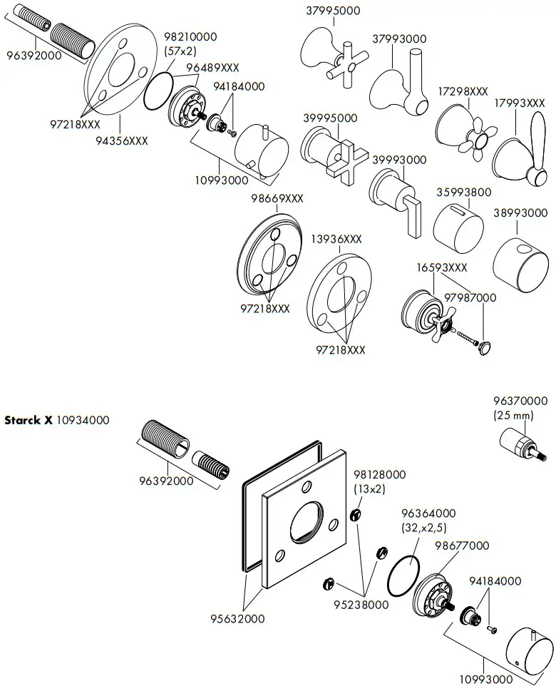 hansgrohe 10930000 AXOR Shut Off and Diverter Valves - Starck X