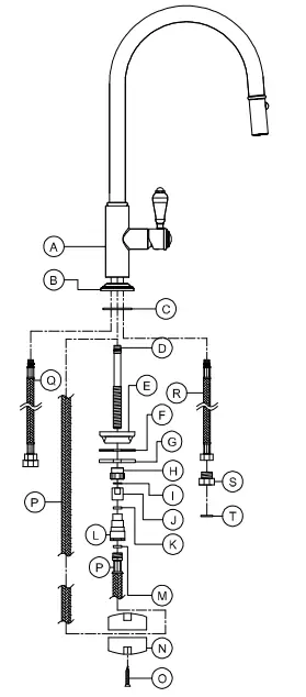 abode LU109PM-BB Ludlow Single Lever Pull Out - Parts and Contents