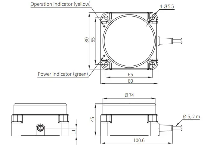 Autonics TCD210254AB Rectangular Inductive Long-Distance Proximity Sensors - diagram