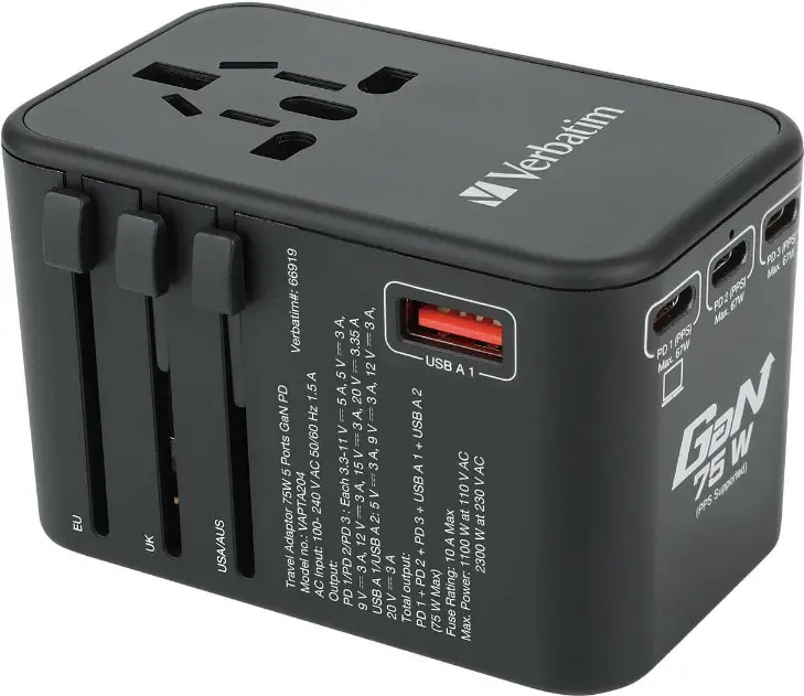 Verbatim VAPTA204 GaN Universal Travel Adaptor
