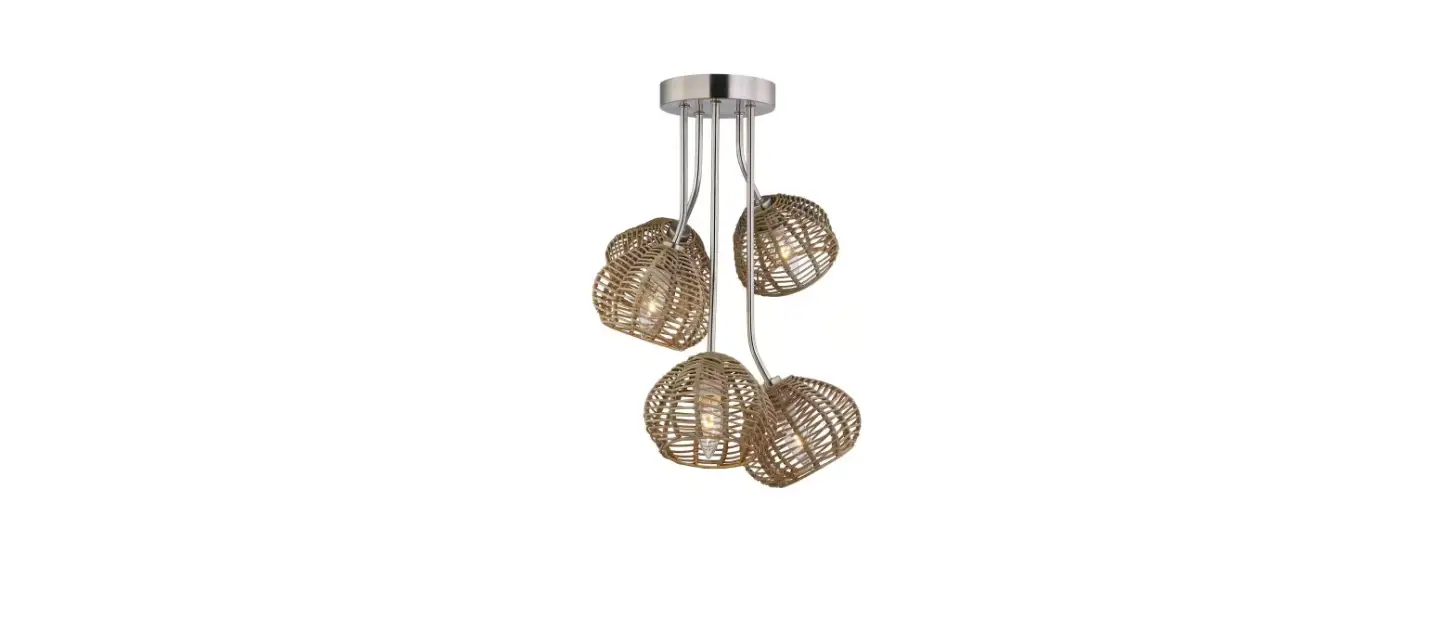 River Of Goods 20609 5-light Rattan And Nickel Boho Semi-flush Mount Light Instruction Manual