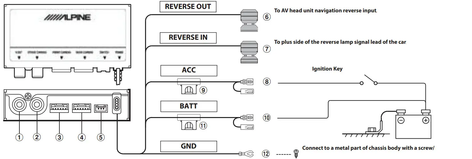 Alpine Electronics KCX C2600B Universal 2 Camera Switcher - Connections