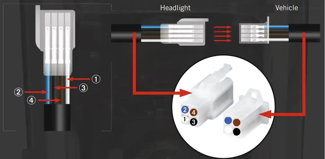 mxt 1072905 Maxtuned LED Headlight - Connection diagram