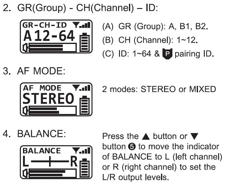 MIPRO MI-580R 5.8 GHz Digital Stereo Bodypack Receiver User Guide - AF