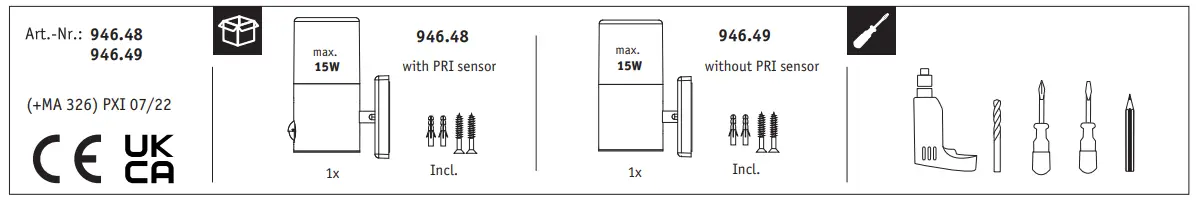 Paulmann 94648 Tubs Outdoor Wall Light with Motion Detector fig 1