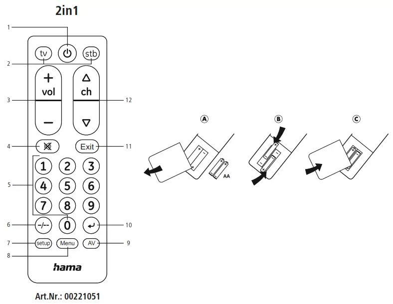 hama 00221051 2 In 1 Universal Remote Control - Description
