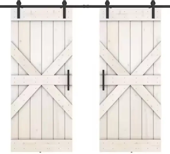 Dessliy HDD19WHTE76FSU Mid X 76 Inch x 84 Inch Fully Set Up White Finished Pine Wood Sliding Barn Door