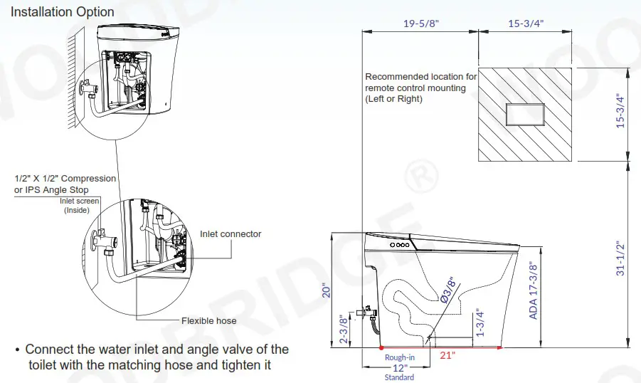 WOODBRIDGE B0970S Electronic Bidet Toilet - DIMENSION TECHNICAL DATA 3