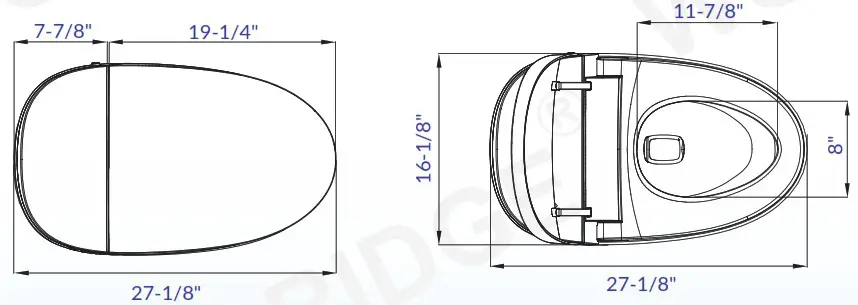 WOODBRIDGE B0970S Electronic Bidet Toilet - TECHNICAL DRAWING 2