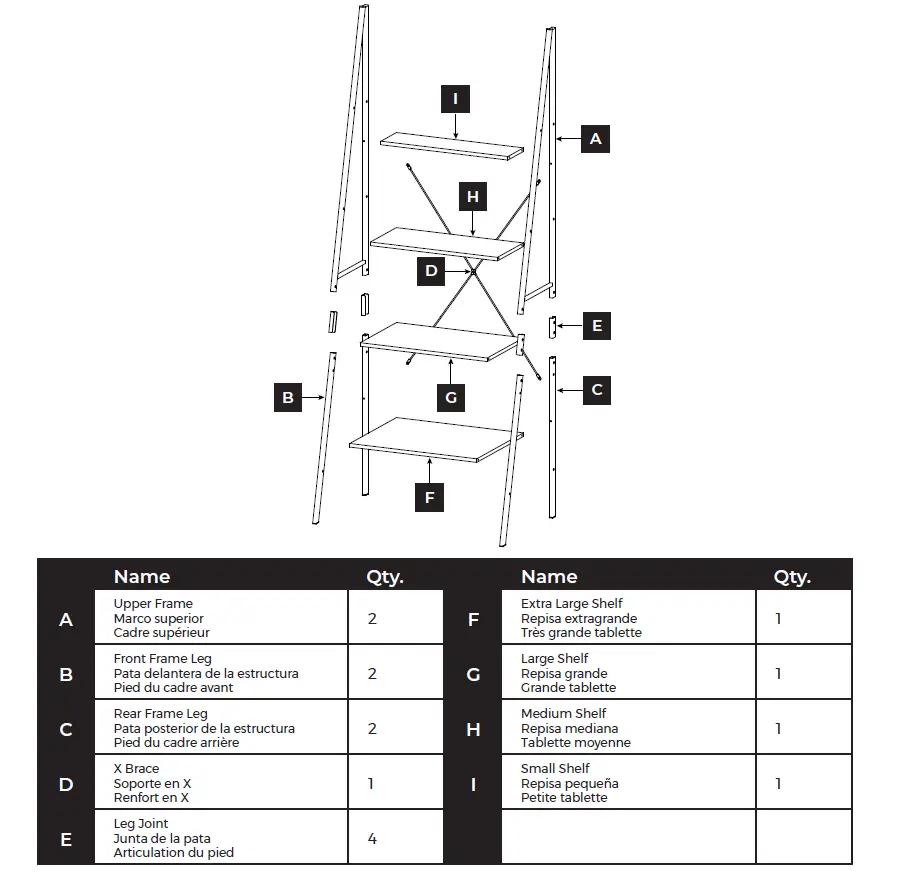CLOSETMAID 1312, 1316, 4964 Ladder Bookcase-fig-1