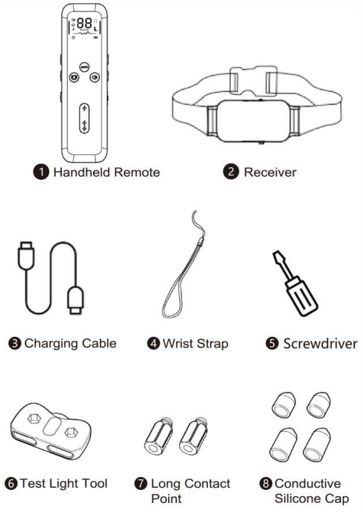 Fdceligoo FDDTC001 Dog Training Anti Bark Collar - components