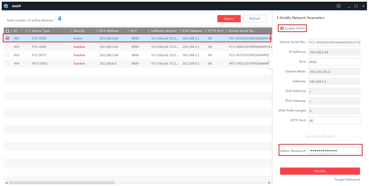 level one FCS 5212 Gemini Zoom IP Camera - network parameters