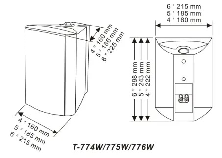 itC T-774W Wall Mount Speaker - Dimension