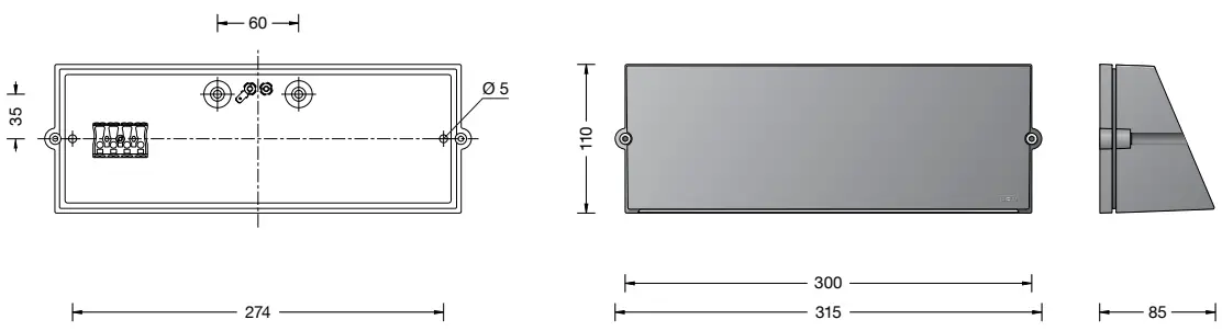 BEGA Wandleuchte Wall luminaire Applique24 374 Wall Luminaire - Dimension
