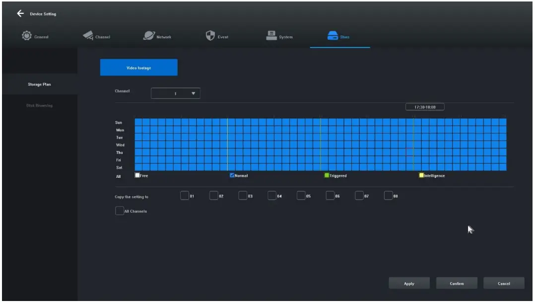 Recording Schedule Settings