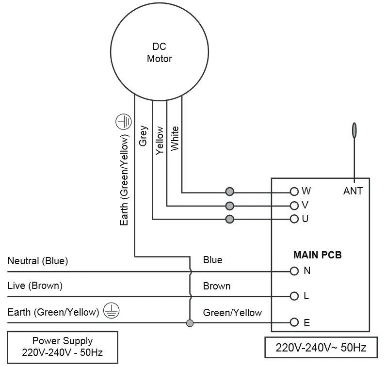 Vannus Luna 3B 56 Ceiling Fan - circuit diagram