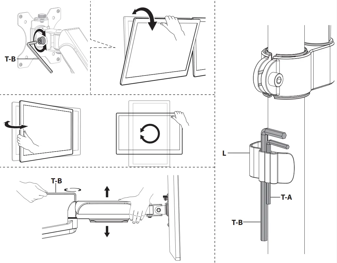 VIVO STAND V003KL Pneumatic Arm Dual Monitor Desk Mount - Allen Wrench