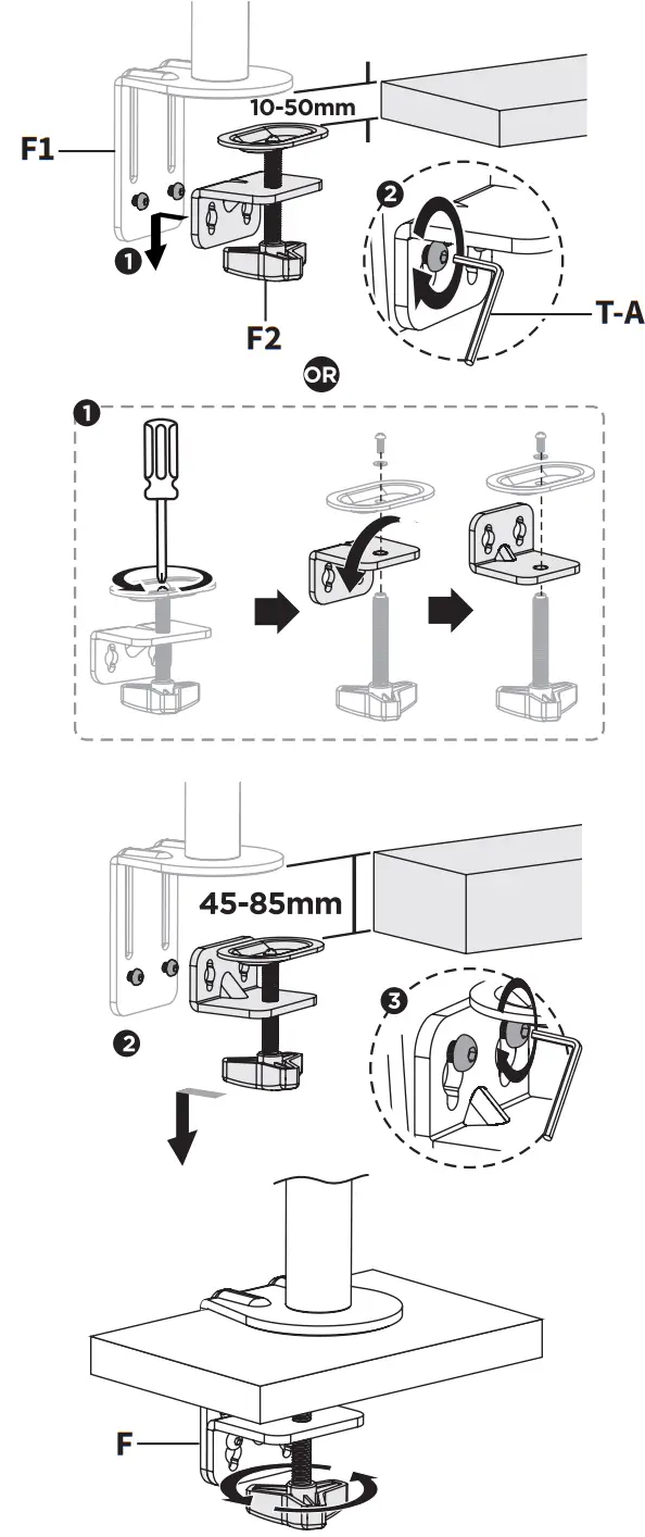 VIVO STAND V003KL Pneumatic Arm Dual Monitor Desk Mount - Clamp Installation 1