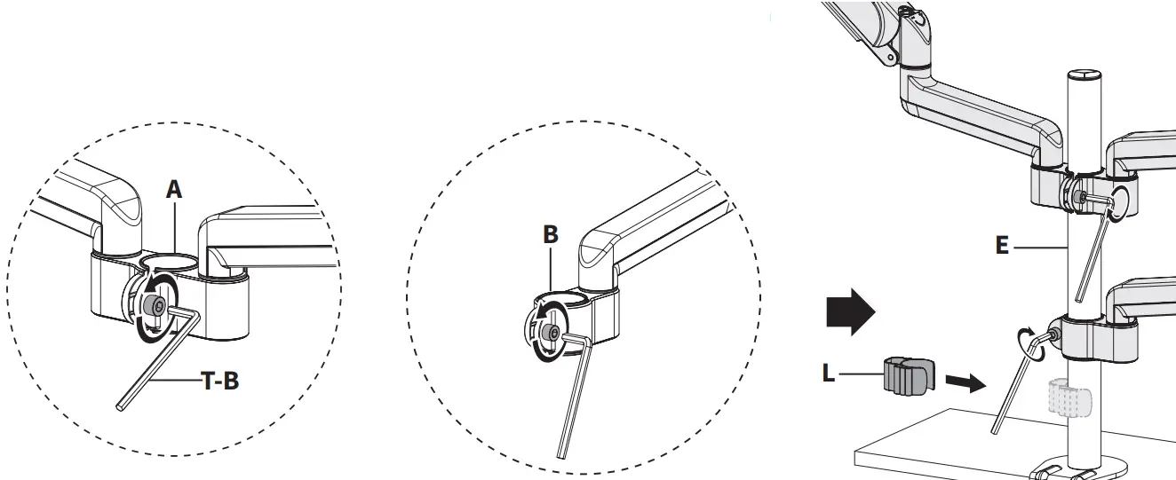 VIVO STAND V003KL Pneumatic Arm Dual Monitor Desk Mount - Loosen the screw