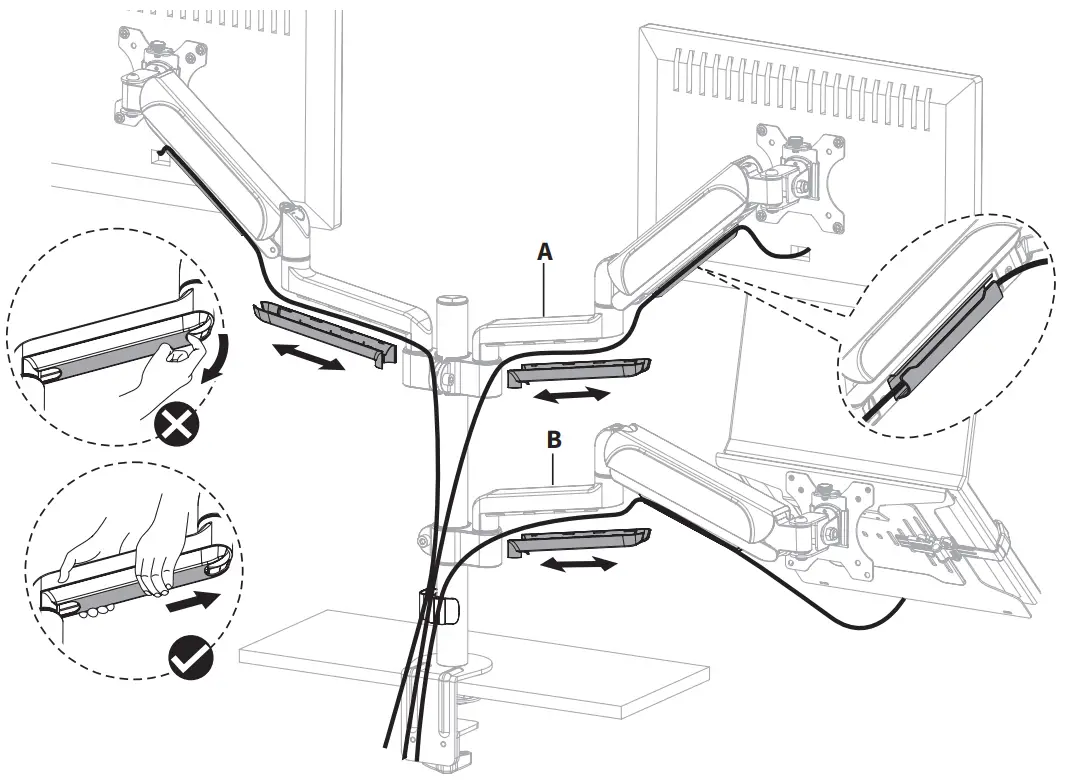 VIVO STAND V003KL Pneumatic Arm Dual Monitor Desk Mount - Remove bottom covers