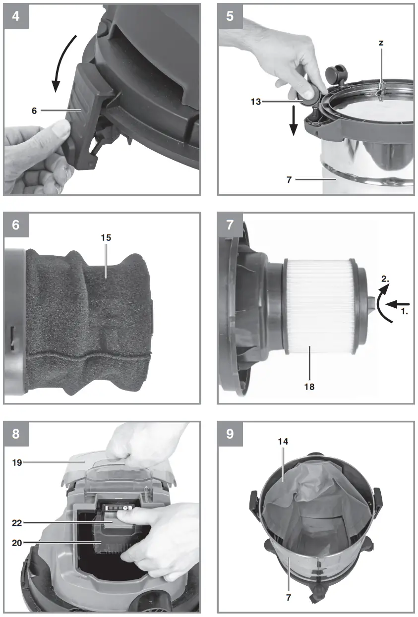 Einhell TC VC 18 20 Li S Solo Cordless Wet Dry Vacuum Cleaner - Description 1