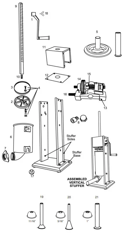 AVANTCO 177CS11V Churro Stuffer - Parts List