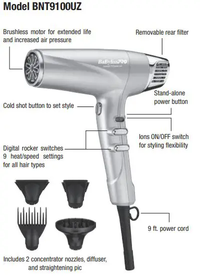 BaBylissPRO-BNT9100UZ-Professional-High-Speed-Digital-Dryer-FIG-1