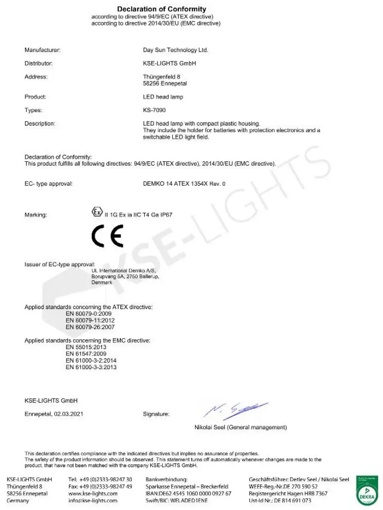 Declaration of Conformity