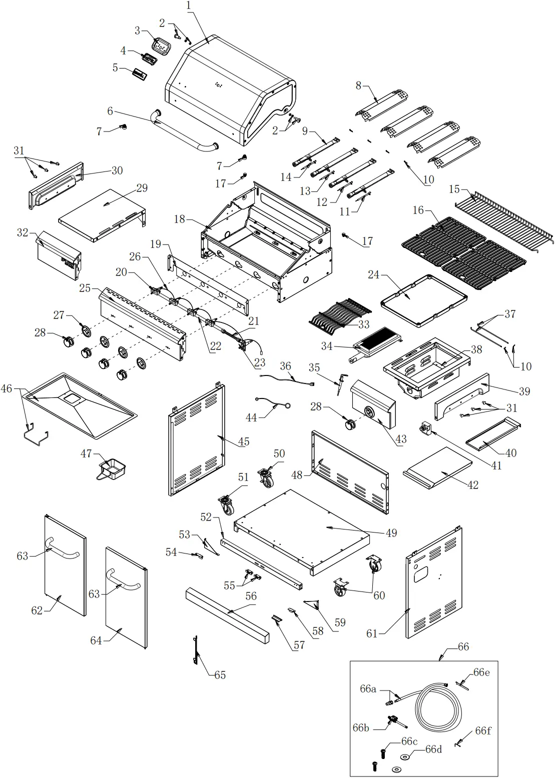 NEXGRILL 730-0958HE - Parts Diagram