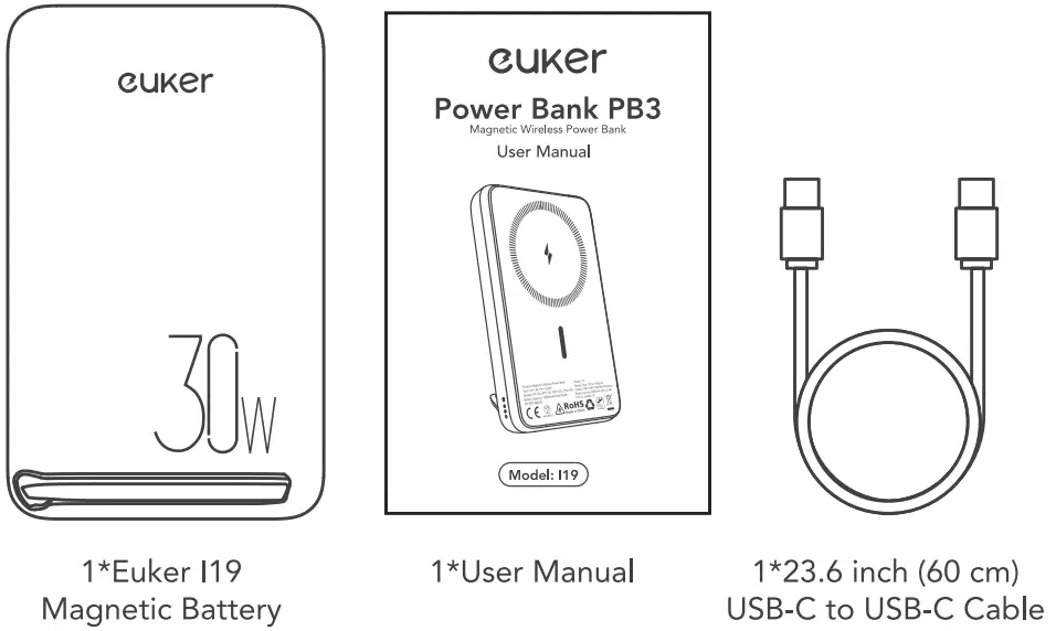 euker Magnetic Wireless Power Bank - Package Contents