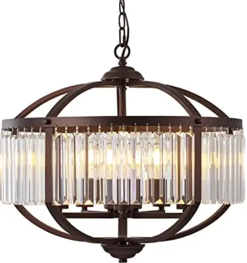 MICSIU 900016 5-Light Crystal Chandeliers Round D20.25 Oil Rubbed Bronze Farmhouse PRODUCT