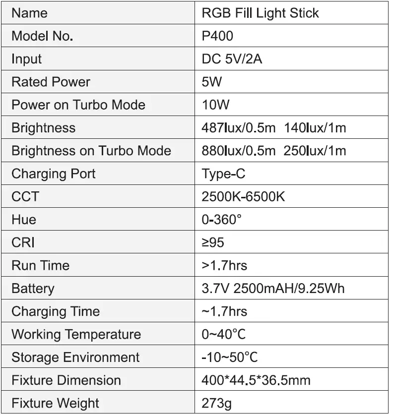 LUXceo-P400S-RGB-Fill-Light-Stick-Tube-Light-Lamp-4