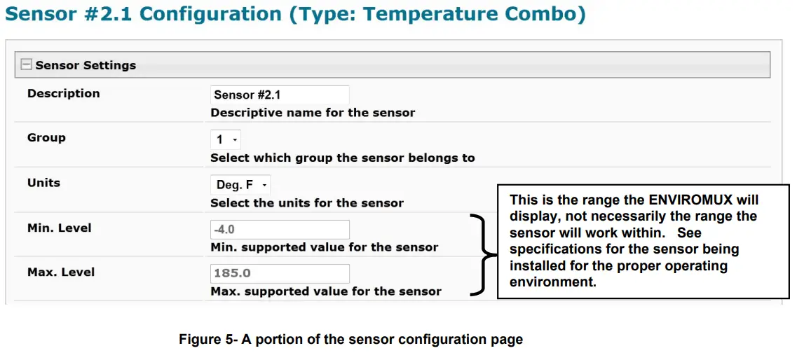 NTI ENVIROMUX Series Enterprise Server Environment Monitoring System Remote Network Sensor Alarm - sensor configuration