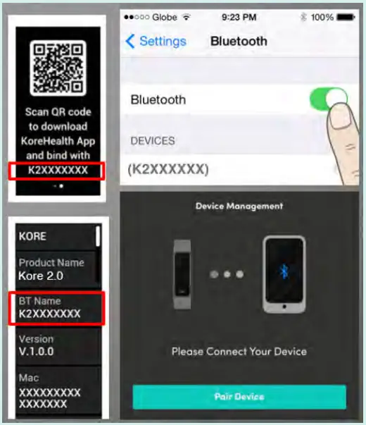 KoreHealth Kore 2.0 Fitness Tracker - smartphone