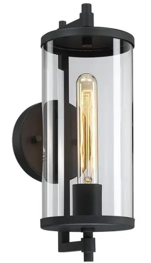 TRUE FINE TD60006OT Freeport 14 Inch 1 Light Black Hardwired Outdoor Wall Lantern Sconce