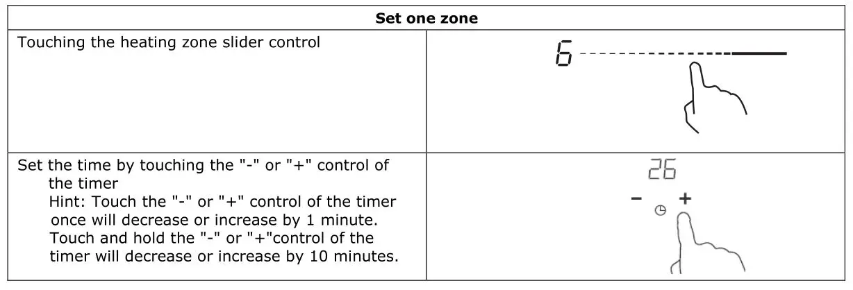 Haier HA2MTSJ68MC Induction Hob - Setting the timer to turn one or more cooking zones off