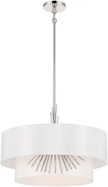 GEORGE KOVACS P5393-613 Gramercy 3-Light Polished Nickel Shaded Pendant Light