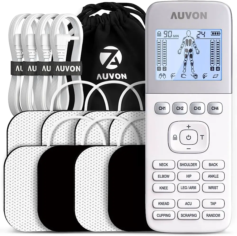 AUVON B09VT42CX9 4 Outputs H1 TENS Unit 24 Modes Muscle Stimulator for Pain Relief
