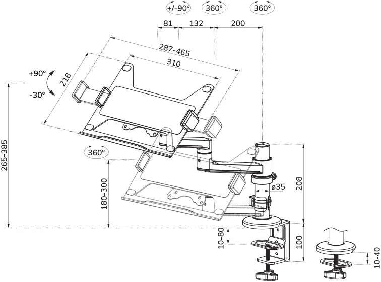 Neomounts DS20-425BL1 Laptop Desk Mount