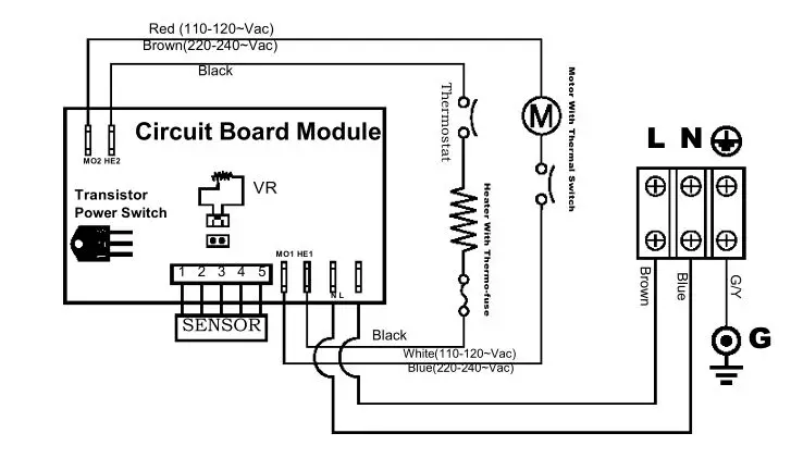 PALMER FIXTURE COMPANY HD0961-17 Storm Rider Hand Dryer - Circuit Diagram