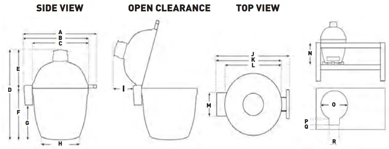 KAMADO JOE KJ15041021 Big Joe III - Dimensions