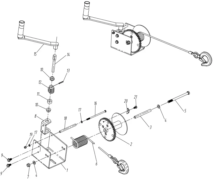 HARBOR FREIGHT 5798 1 Ton Capacity Hand Winch - Parts List and Diagram
