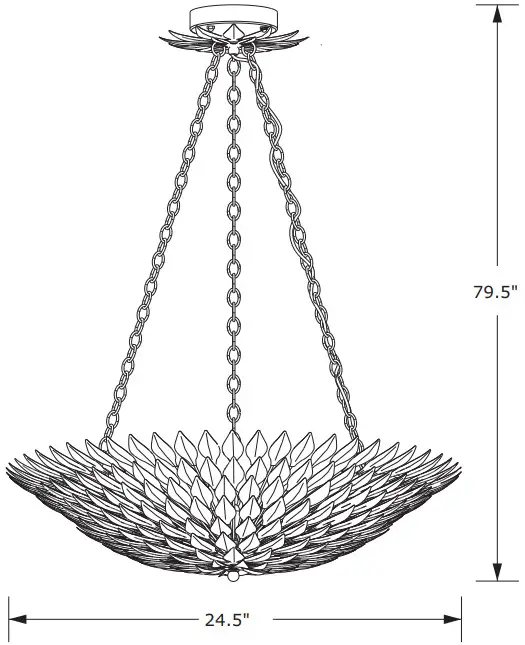 CRYSTORAMA 517 MT CEILING Broche Six Light Ceiling Mount - CHANDELIER