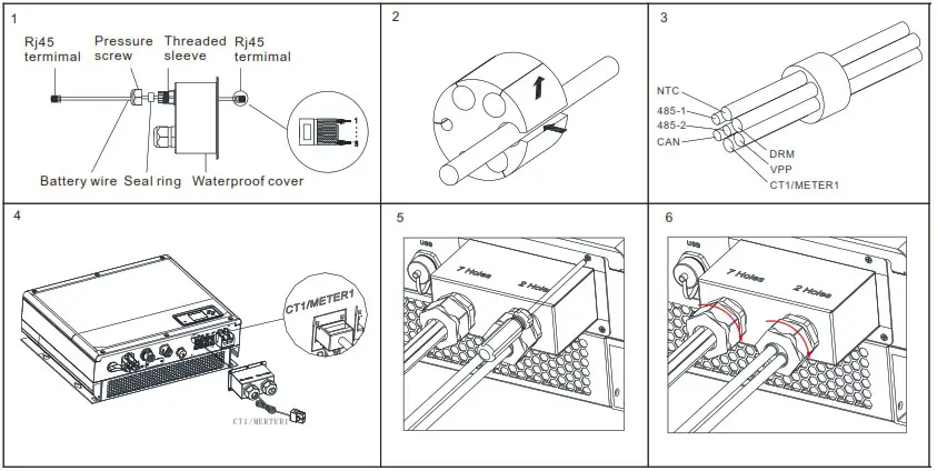 GROWATT SPH3000 6000TL BL UP 6kW Hybrid Inverter - Connecting cables 8