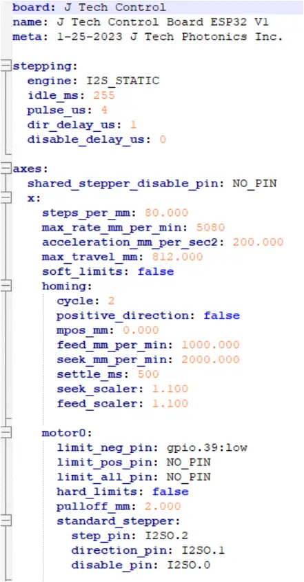 J TECH 32 Bit Motion Controller - CONFIGURATION FILE 1