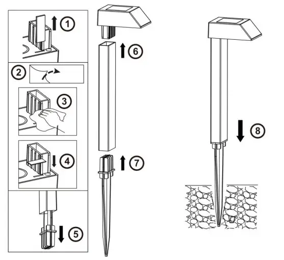 WeTeLux 981404 Set of 3 Solar Way Lights - Installation