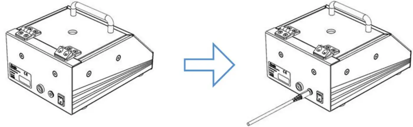 Connecting the power adapter to the power jack on the back panel of the unit.