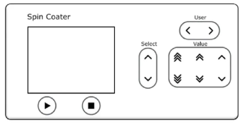 Spin Coater screen and keypad.